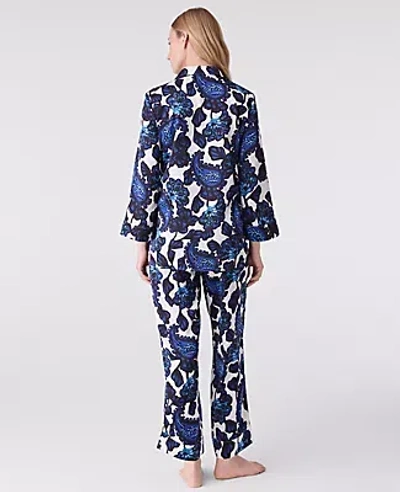 Ann Taylor Paisley Satin Pajama Set In Black