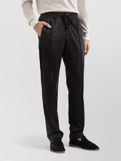 Dolce & Gabbana Straight Leg Trousers Crease Detailing Pockets In Black