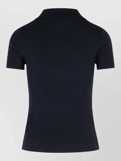 Max Mara Albero Virgin Wool Short Sleeve Polo In Blue