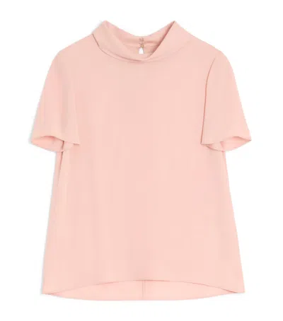 Valentino Silk Layered Collar T-shirt In Pink