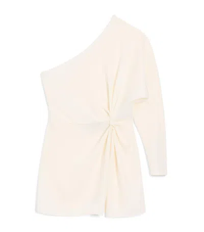 Valentino Asymmetric One-shoulder Silk-cady Mini Top In Neutral