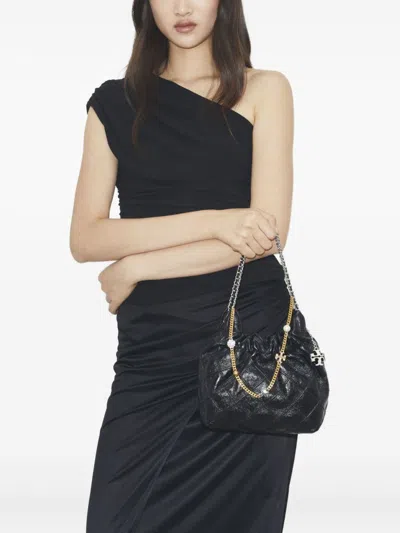 Tory Burch Quilted Shoulder Bag Chain Strap Design In Black