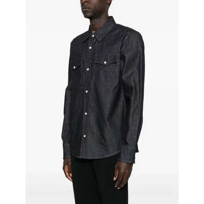 Apc Western Long-sleeved Shirt In Blue