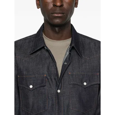 Apc Western Long-sleeved Shirt In Blue