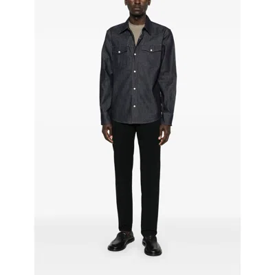 Apc Western Long-sleeved Shirt In Blue