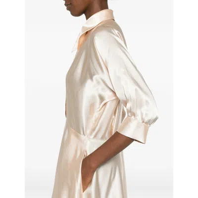 Alberta Ferretti Satin Midi Dress In Pink