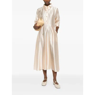Alberta Ferretti Satin Midi Dress In Pink