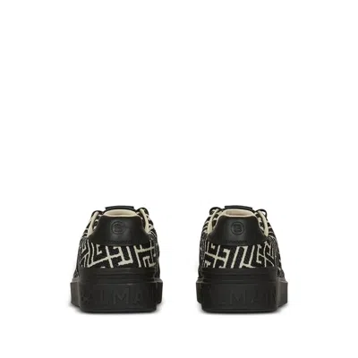 Balmain Monogram Jacquard B-court Trainers In Black