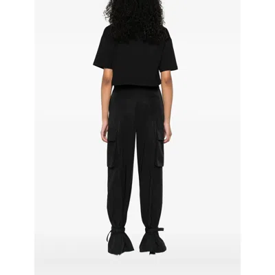 Balmain Black Round Neck Logo Detail Crop T-shirt In Black
