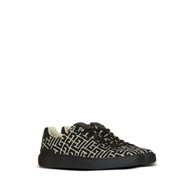 Balmain Monogram Jacquard B-court Trainers In Black