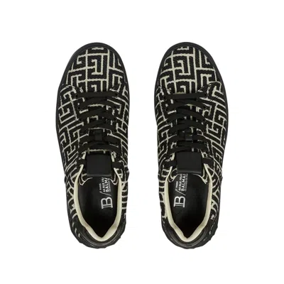 Balmain Monogram Jacquard B-court Trainers In Black