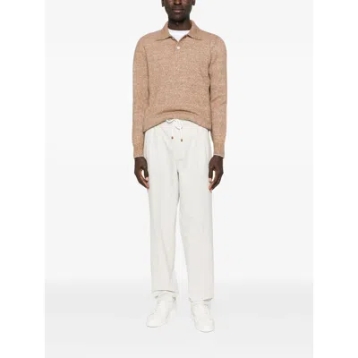 Brunello Cucinelli Drawstring Casual Pants In White