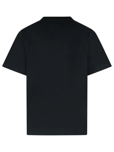 Burberry Men Black Crewneck T-shirt With Ekd And Logo Lettering Embroidery On The Front In Cotton Ma