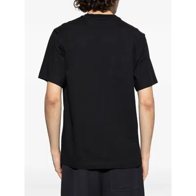 Burberry Men Black Crewneck T-shirt With Logo Lettering On The Front In Cotton Man