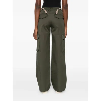 Burberry Khaki Check Trim Gabardine Cargo Pants In Green