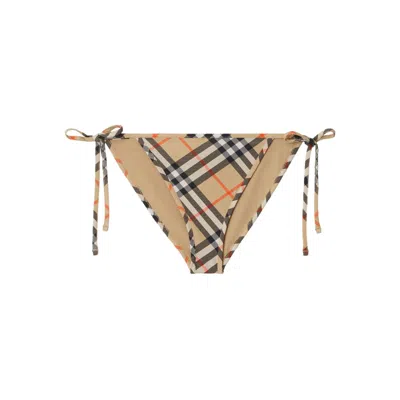 Burberry Check Triangle Bikini Brief Tie Side Straps In Brown