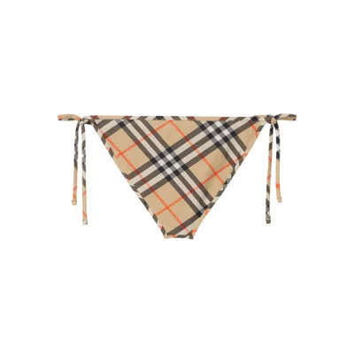 Burberry Check Triangle Bikini Brief Tie Side Straps In Brown