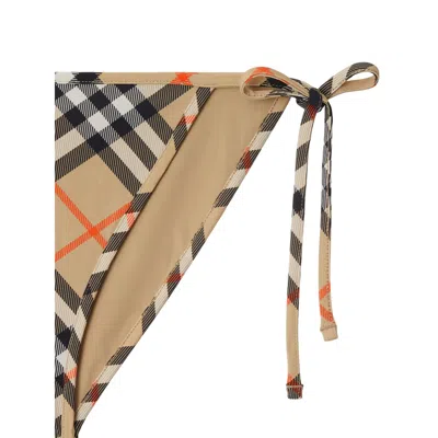 Burberry Check Triangle Bikini Brief Tie Side Straps In Brown