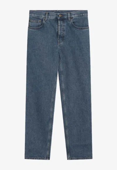 Burberry Logo Patch Straight-leg Jeans In Animal Print