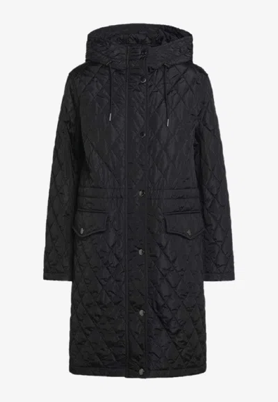 Burberry Quilted Hooded Jacket With Drawstring-waist In Black