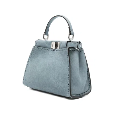 Fendi Mini Selleria Peekaboo Leather Shoulder Bag In Blue
