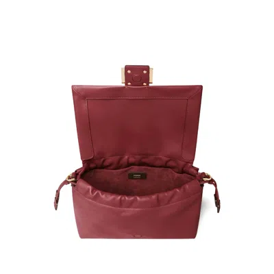 Fendi Women Mamma Baguette Medium Leather Crossbody Bag In Burgundy