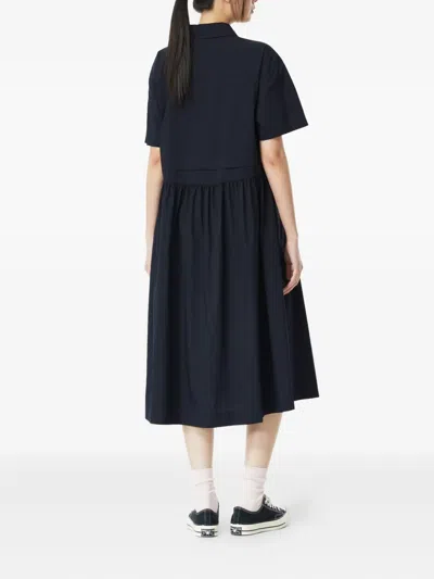 Tomboy Pocket Shirt Flared Mini Dress In Blue