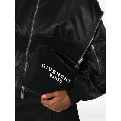 Givenchy Paris Signature Logo Zipped Pouc In Black
