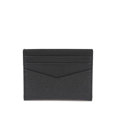 Givenchy Black Card Holder With V Detail And Logo Lettering On The Front In Leather Man In Black