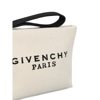 Givenchy Canvas Rectangular Clutch Bag With Wrist Strap In Neutral