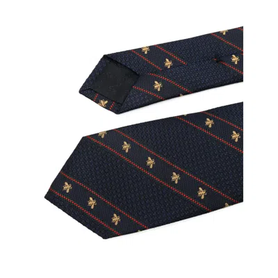 Gucci Men Labour Silk Tie In Blue