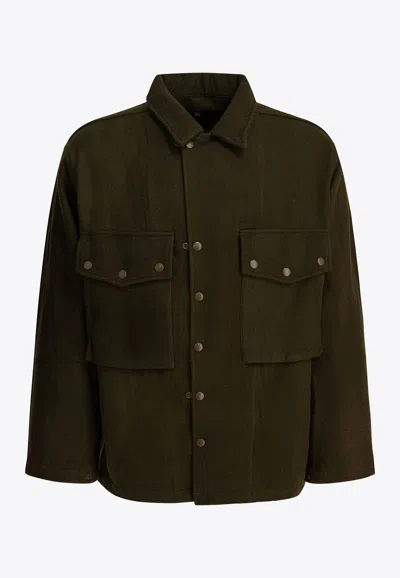 Needles Wool Overshirt With Maxi-pockets In Green
