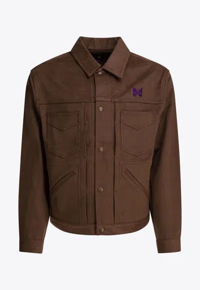 Needles Cropped Structured Jacket With Classic Collar In Brown
