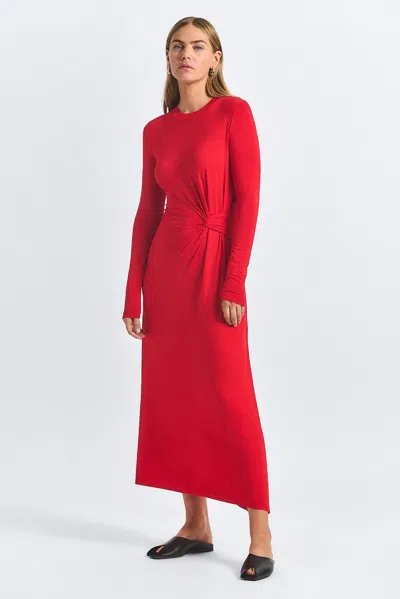 Derek Lam 10 Crosby Avise Long Sleeve Twist Detail Jersey Midi Dress In Red