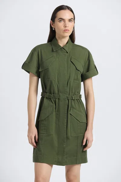 Derek Lam 10 Crosby Clotilde Cotton Drill Utility Dress In Green