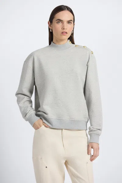 Derek Lam 10 Crosby Hylda Button Shoulder Sweatshirt In Gray