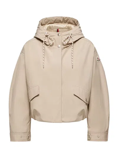 Moncler Women Eucalyptus Hooded Short Jacket Beige In Neutral