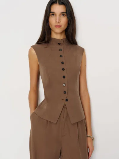 Reformation Lottie Vest Brown Xl In Brown