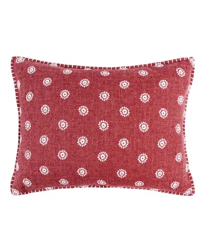 Levtex Angelica Embroidered Decorative Pillow, 14" X 18" In Red