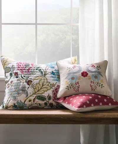 Levtex Angelica Embroidered Decorative Pillow, 14" X 18" In Red