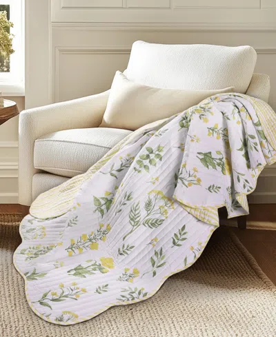 Levtex Daffodil Reversible Quilted Throw, 50" X 60" In White