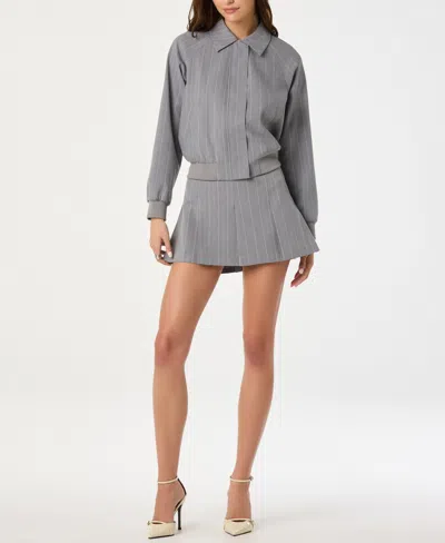 Astr The Label Pleated Stripe Miniskirt In Gray