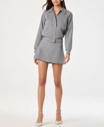 Astr The Label Pleated Stripe Miniskirt In Gray