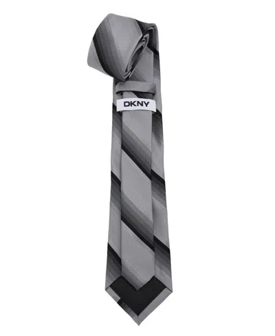 Dkny Bold Stripe Tie In Gray