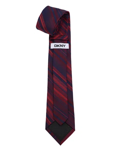 Dkny Bold Stripe Tie In Burgundy