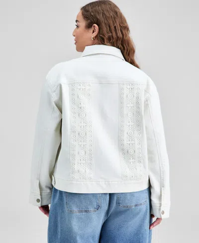 And Now This Plus Size Crocheted Denim Jacket, Macy's Exclusive In Green
