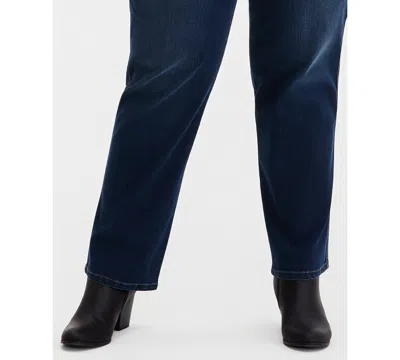 Style & Co Plus Size Pull-on Shaping High-rise Straight-leg Jeans, Macy's Exclusive In Blue