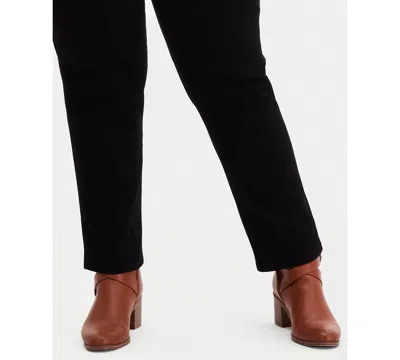 Style & Co Plus Size Pull-on Shaping High-rise Straight-leg Jeans, Macy's Exclusive In Black