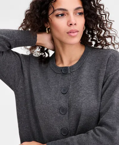 Bar Iii Women's Crewneck Cardigan, Macy's Exclusive In Gray