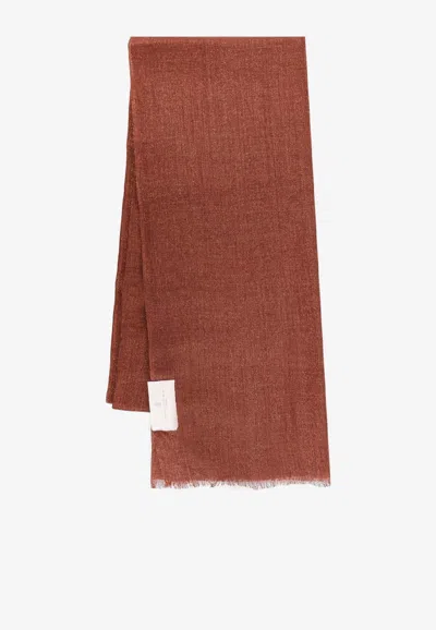 Brunello Cucinelli Cashmere-blend Fringed Scarf In Brown